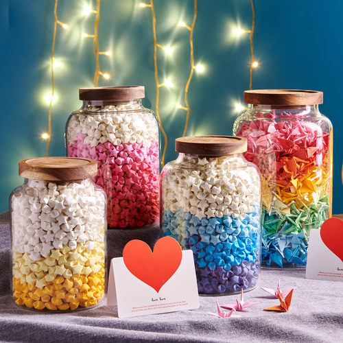 玻璃罐纸鹤收纳瓶幸运星星瓶许愿瓶大号特大漂流同学新年创意礼物 - 图0