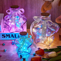 Creative wishes Bottle Lucky Stars Origami Origami Origami Glass Wood Stopper Drift Bottle Luminous Birthday New Year Gift to men and women