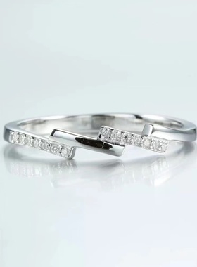 斜台阶排戒简约微镶尾戒