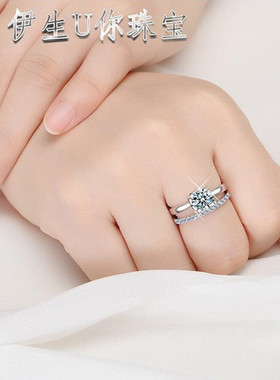 银镀金经典牛头莫桑石克拉钻戒