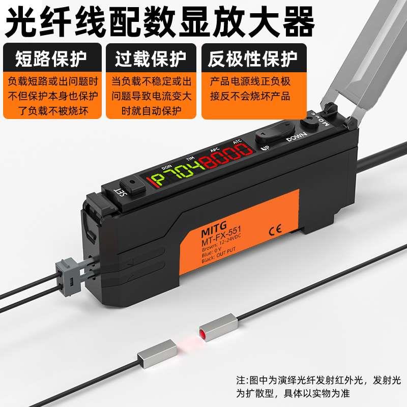 铭霆FU-50光纤传感器数显放大器 大功率带镜头红外远距离对射探头 - 图1