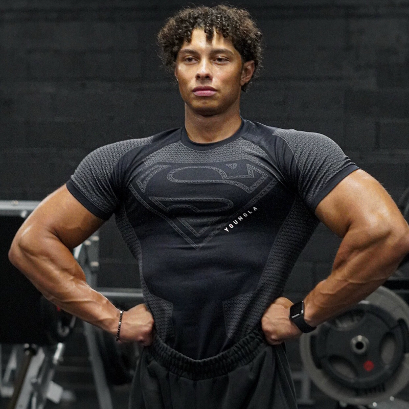 YOUNGAL新款夏季男士健身衣教练运动t恤男高弹训练衣服紧身衣短袖,淘宝优惠券,粉丝福利购,淘宝优惠卷