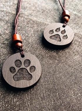小狗牌抖音爆款小狗牌黑檀定制吊坠雕刻男网红情侣款礼物可爱狗爪