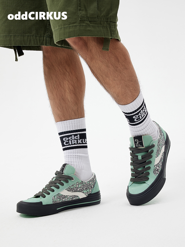 oddCIRKUS Astley Pro薄荷曼波色 满印限定款低帮街头滑板鞋男女 - 图1