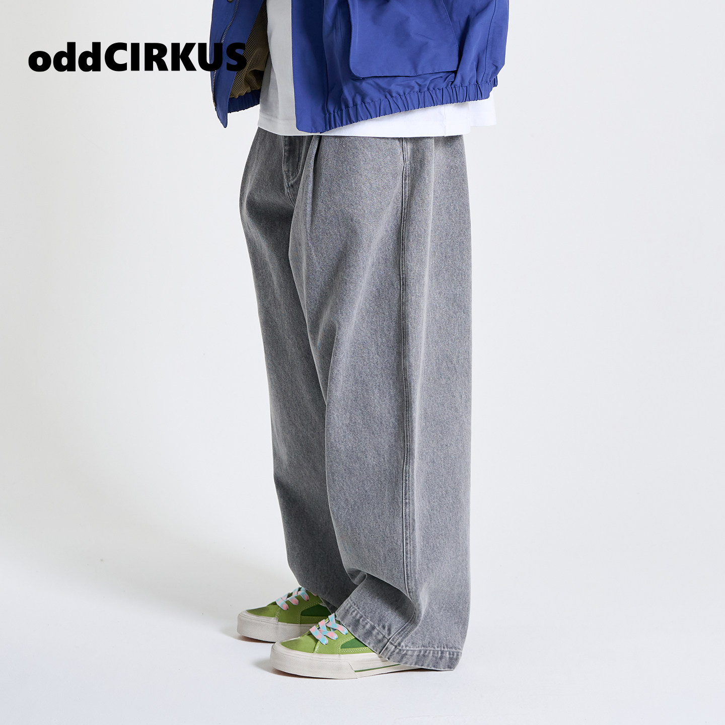 oddCIRKUS牛仔裤 日系街头灰色水洗牛仔裤宽松丹宁长裤男女同款,淘宝优惠券,粉丝福利购,淘宝优惠卷