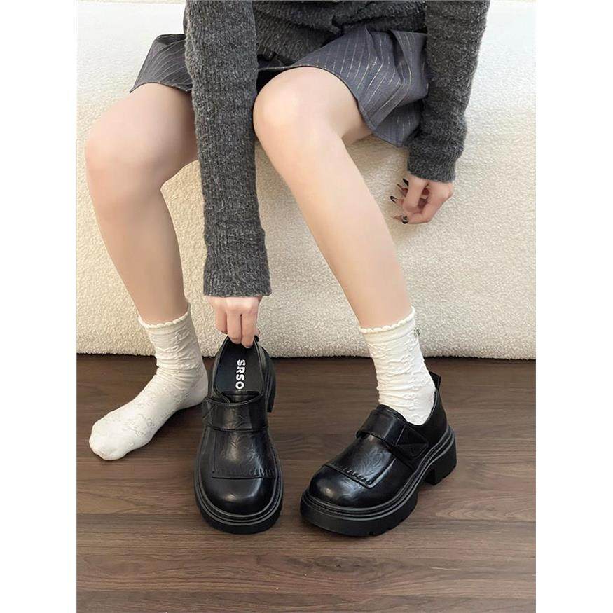 休闲百搭英伦风方头玛丽珍鞋女2026魔术贴厚底单鞋粗跟复古小皮鞋,淘宝优惠券,粉丝福利购,淘宝优惠卷