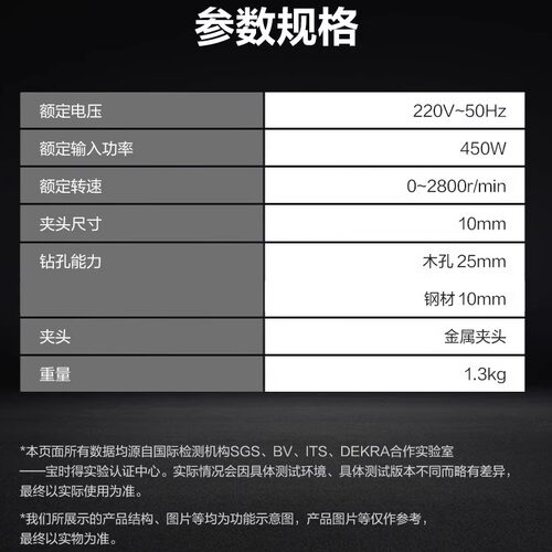 威克士电钻WU124/107手电钻220V家用多功能手枪钻电动螺丝刀打孔 - 图3