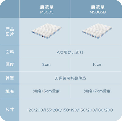 顾家家居黄麻儿童床垫可折叠