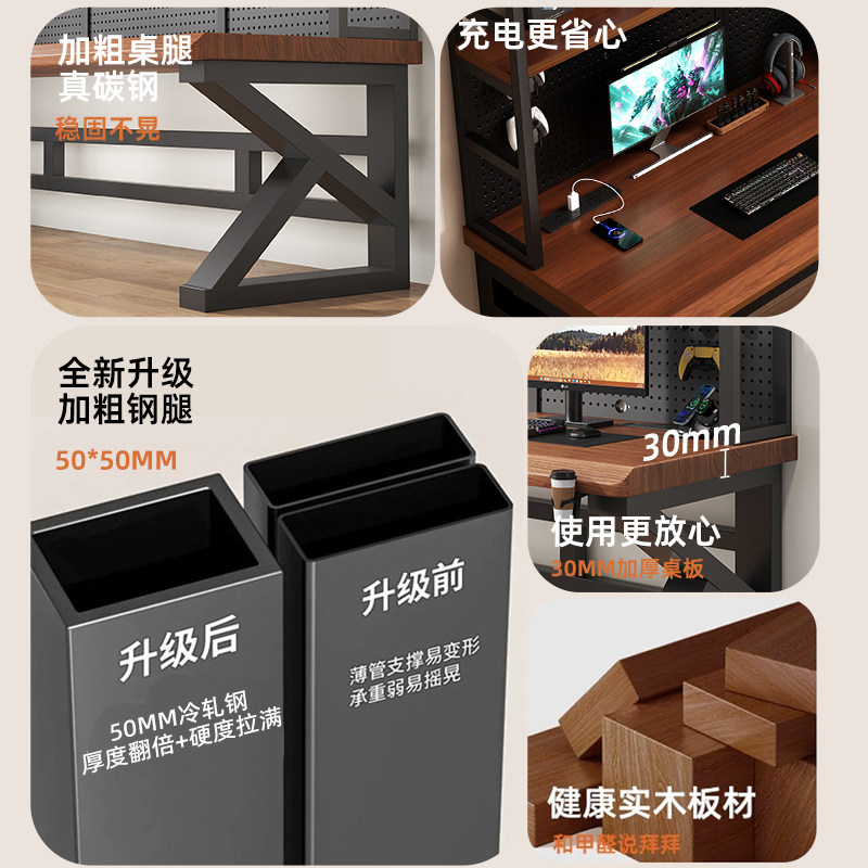 Desk and bookshelf integrated perforated board double gaming table