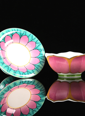 陶瓷莲花供碗佛堂用品
