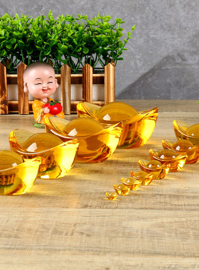 开业家居招财水晶金元宝摆件
