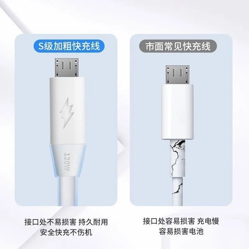 艾胜者 安卓MicroUsb数据线加粗蟒蛇线120W快充适用华为Redmi9A荣耀Play3畅享vivo手机加长充电线闪充冲电线 - 图0