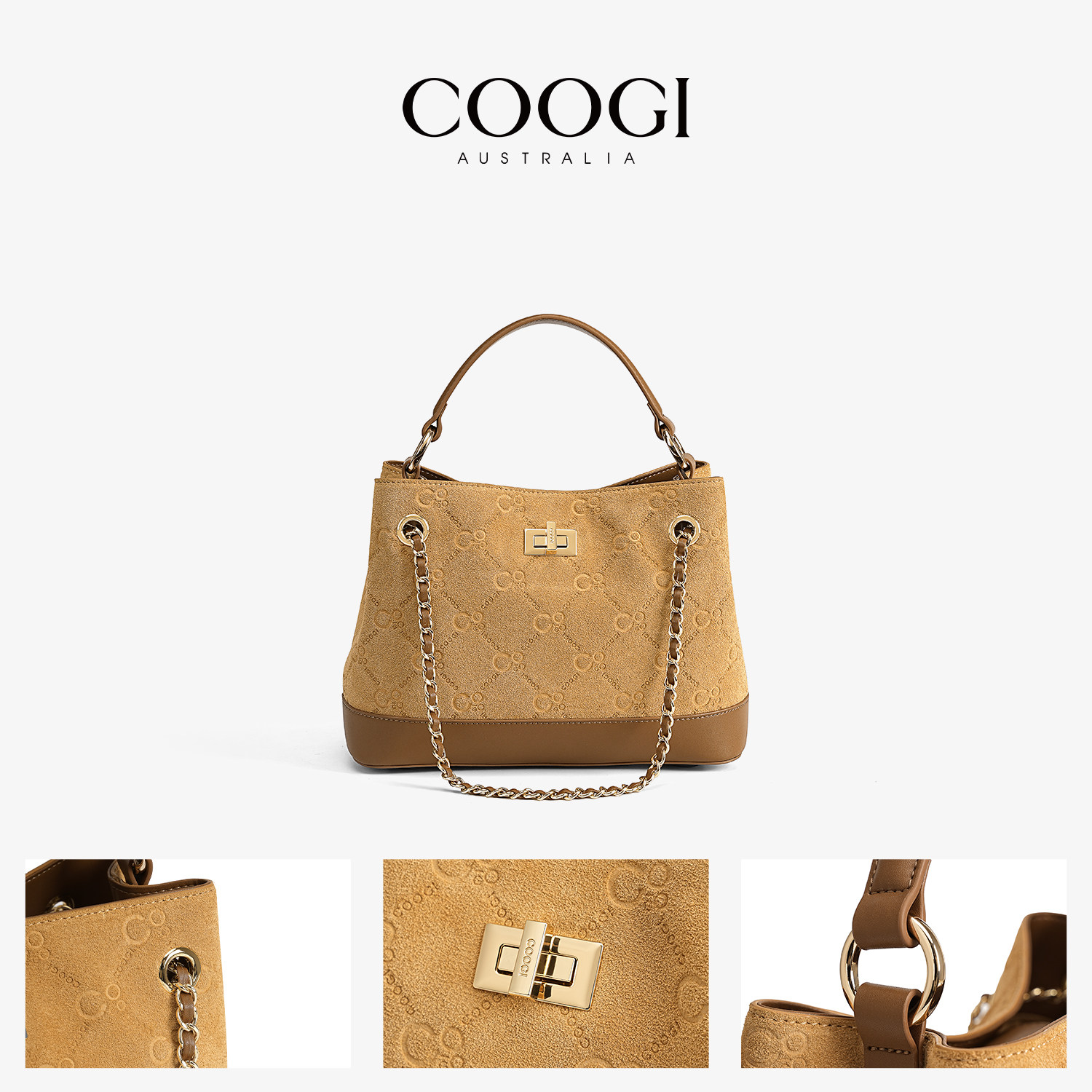 COOGI麂皮包包女士新款轻奢品牌高级感通勤手提单肩斜挎包托特包,淘宝优惠券,粉丝福利购,淘宝优惠卷