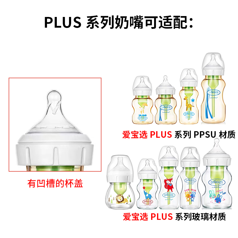 适配布朗博士奶瓶配件 PLUS吸管式学饮鸭嘴奶嘴重力球水杯头手柄-图1