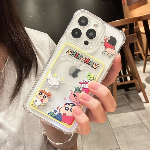 可放照片小卡适用苹果13手机壳16iPhone17promax保护15套12蜡笔小新14新款11卡套x女xr透明xsmax女8plus情侣7 - 图3