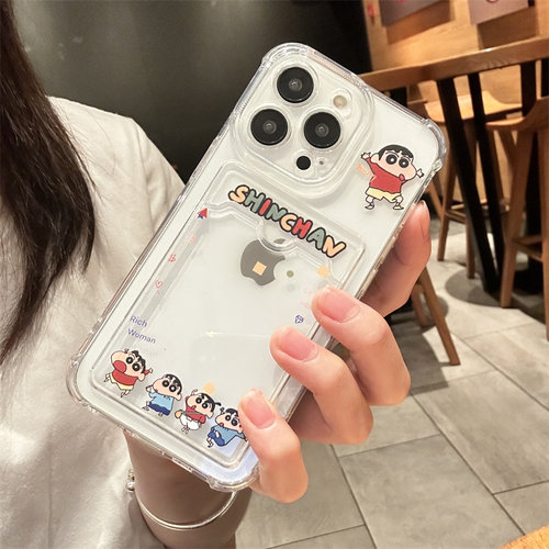 可放照片小卡适用苹果13手机壳16iPhone17promax保护15套12蜡笔小新14新款11卡套x女xr透明xsmax女8plus情侣7 - 图2