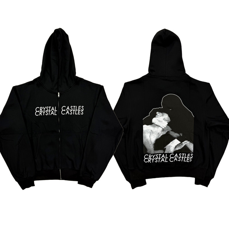 Crystal Castles Burka zip up hoodie zip up hooded sweatshirt hoodie retro print