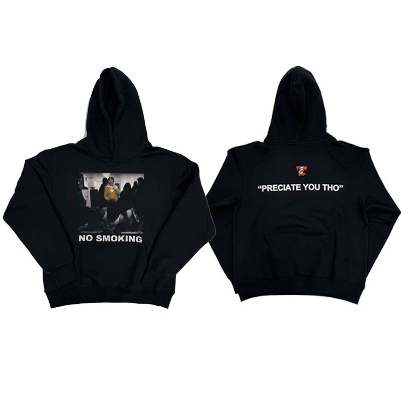 No Smoking Slogan Hoodie – Photo Front, Quote Back