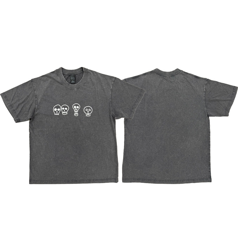 Number(N)ineDistressedNightcrawler Skulls washed distressed printed short-sleeved T-shirt