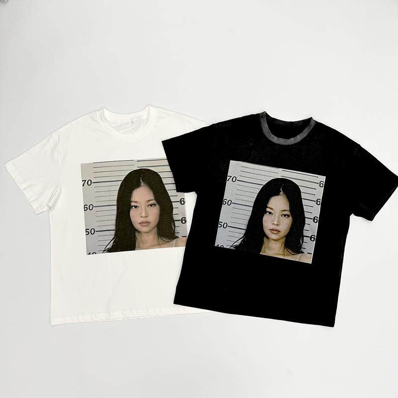 KK11 clothing jennie kim tee vintage Jennie face retro short-sleeved T-shirt
