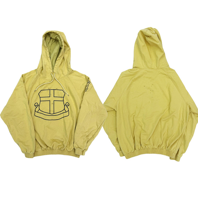 Number (N)ine Yellow Shield Hoodie retro printed hooded destruction hoodie sweatshirt