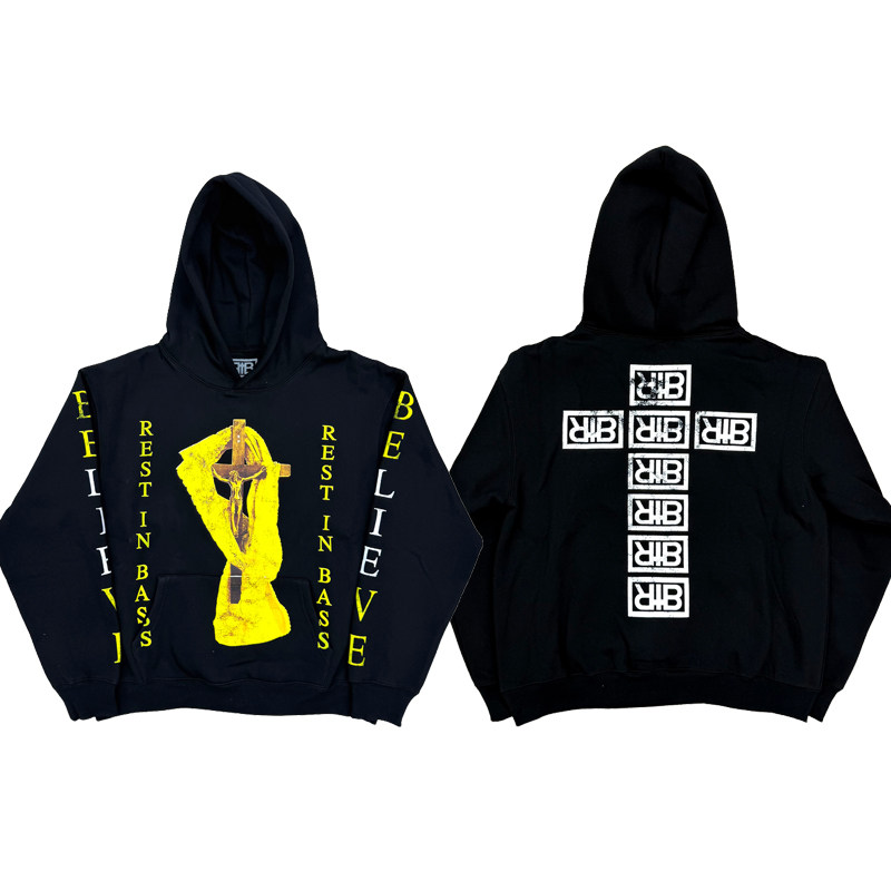 Che Rest In Bass Black Hoodie venue limited print hooded sweatshirt hoodie