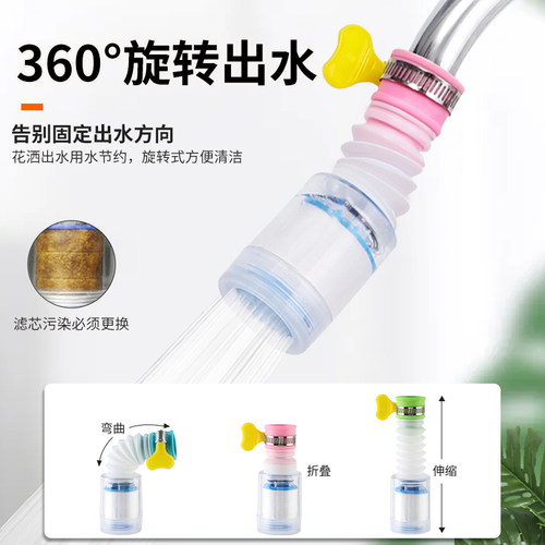 水龙头过滤器防溅头通用自来水滤水器家用厨房滤嘴加长延伸器花洒-图3