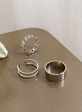 韩国高级感简约三件套戒指