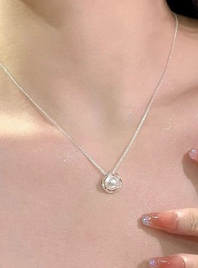 珍珠项链女款珍珠项链轻奢小众颈链锁骨链女潮高级感首饰圆圈