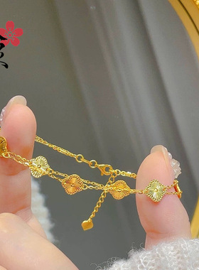 爆款四叶草批发镀金跨境百搭双层