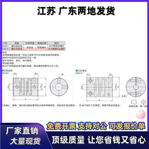 联轴器DEE11-D32 D40-d11 d12 d12.7 d13 d18-e15 e16 e17 e18 - 图0