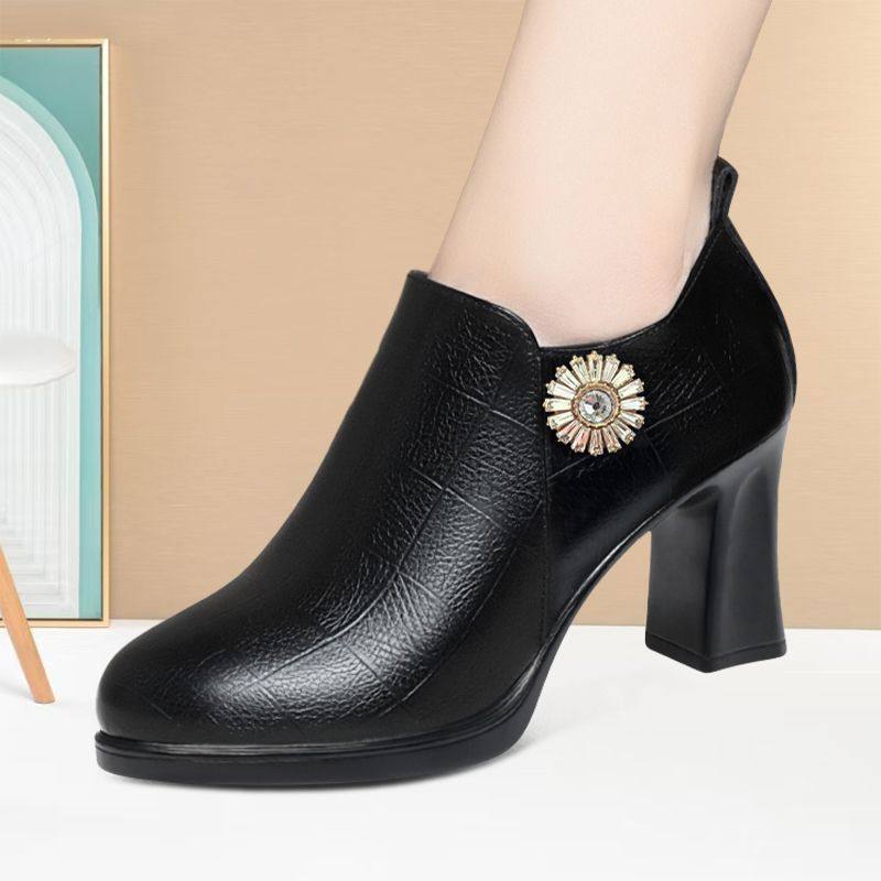 2025中年旗袍模特通勤走秀鞋百搭耐磨粗跟深口高跟鞋圆头厚底单鞋,淘宝优惠券,粉丝福利购,淘宝优惠卷