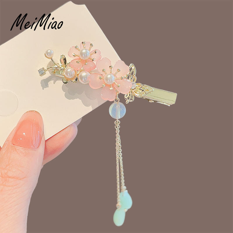 精致古风花朵流苏发夹女侧边刘海夹头饰高级感后脑勺发卡汉服发饰,淘宝优惠券,粉丝福利购,淘宝优惠卷