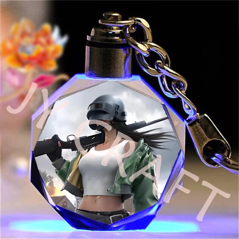 绝地求生钥匙扣PUBG绝地求生钥匙扣水晶发光挂件创意挂饰节日礼物送男女游戏周边