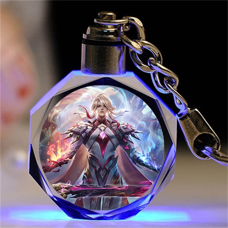 王者荣耀水晶王者荣耀水晶发光钥匙扣定制卡通动漫书包挂件送男女生日礼物毕业