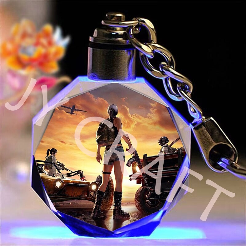 绝地求生钥匙扣PUBG绝地求生钥匙扣水晶发光挂件创意挂饰节日礼物送男女游戏周边