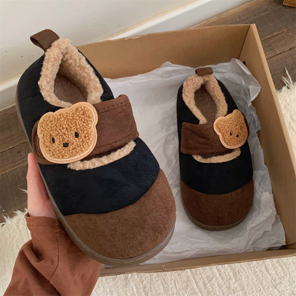 细细条平底休闲防滑亲子魔术贴棉鞋ins可爱小熊秋冬外穿豆豆鞋女,淘宝优惠券,粉丝福利购,淘宝优惠卷