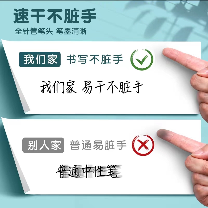 直液式速干走珠中性笔 0.5针管式速干水笔碳素笔学生考试签字黑笔-图1