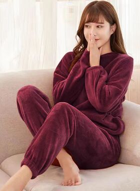 秋冬新款暖暖套装睡衣女