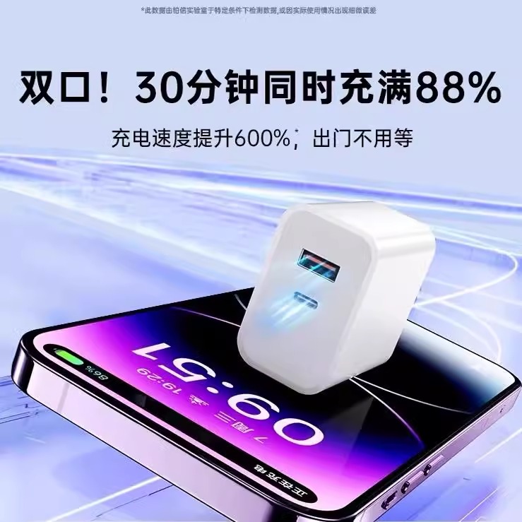 【45W双口快充】BS适用iphone15充电器头14promax正品苹果13数据线typec12插ipadair手机11笔记本macbook平板 - 图0
