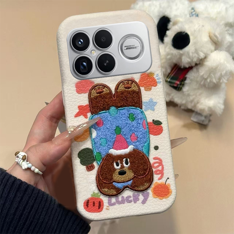 大象西高地小狗适用小米红米k90promax手机壳k80pro刺绣k70秋冬季k60por卡通k50立体k40皮纹k30i仿皮redmi软p - 图0