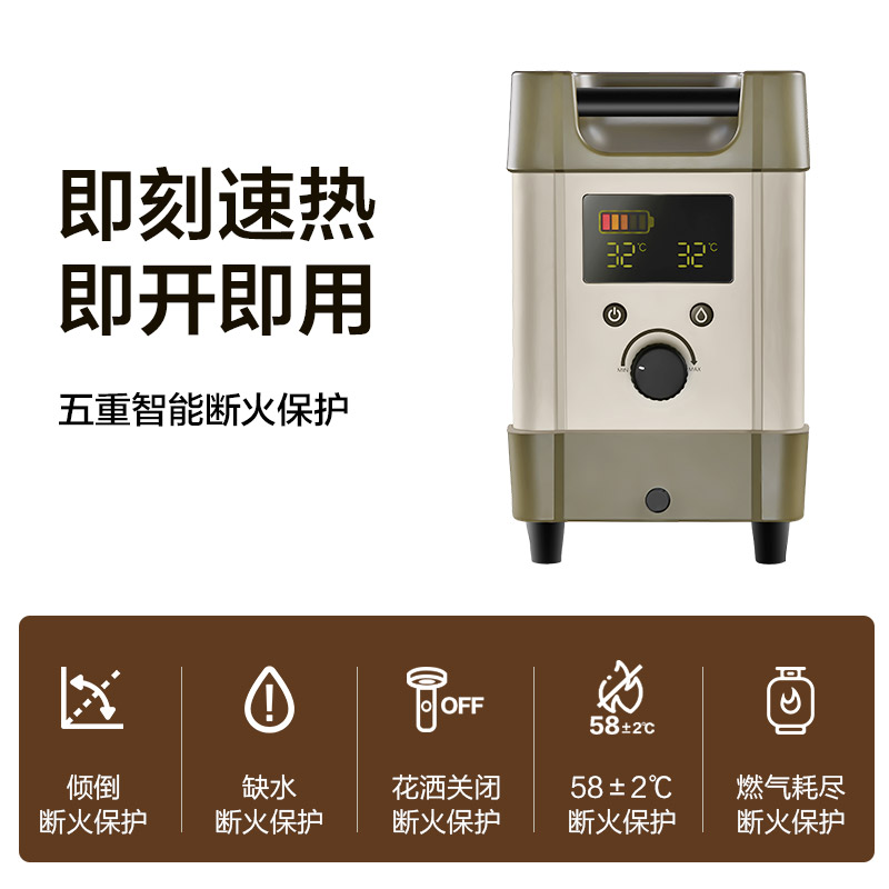 ICECO户外淋浴露营热水器便携燃气洗澡神器速热电动花洒自驾装备