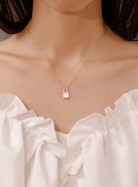 S925纯银贝母锁头项链