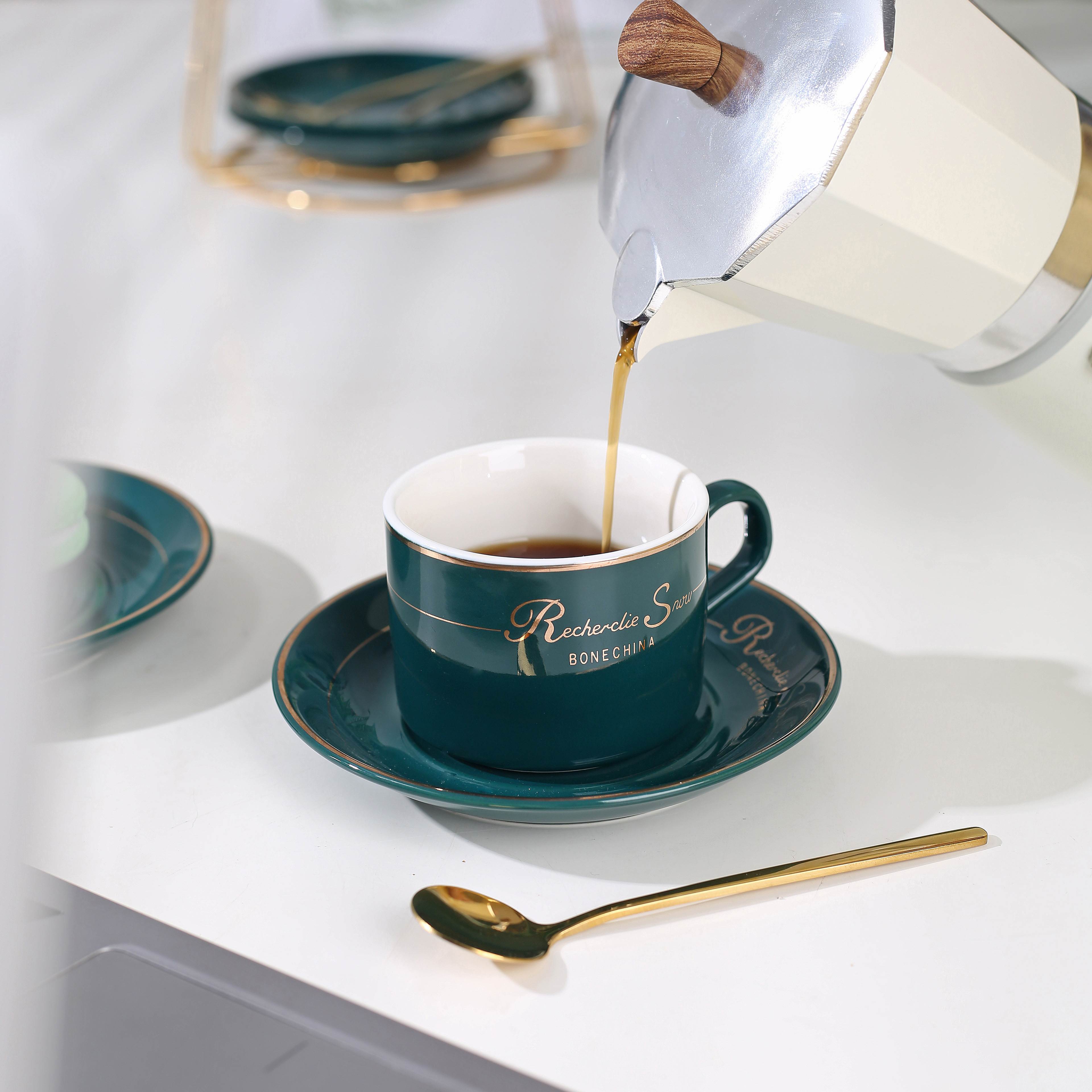 欧式陶瓷咖啡杯套装家用轻奢小奢华下午茶具简约小清新杯碟勺带架