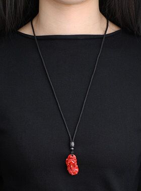 貔貅天然项链本命年女砂挂件原矿