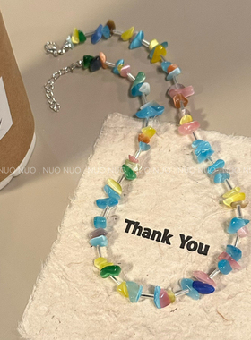 y2k甜酷多巴胺女孩项链彩色贝壳星星爱心甜美锁骨链2025新款爆款