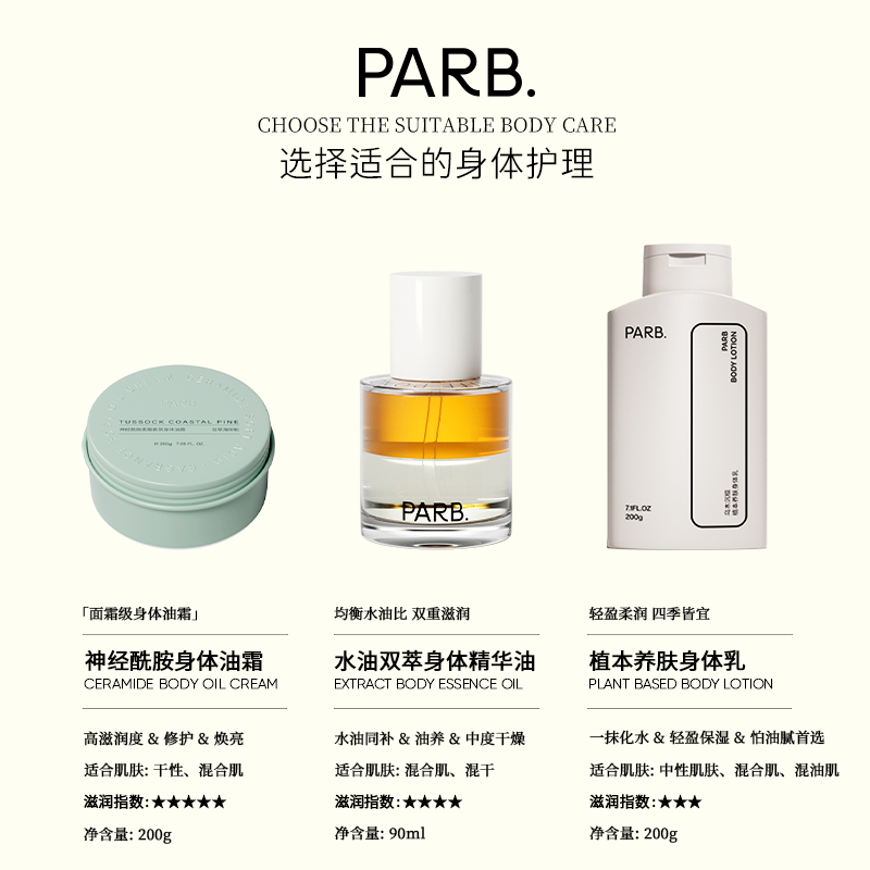【干皮必备】 PARB神经酰胺柔酸身体油霜紧致修护滋润留香身体乳
