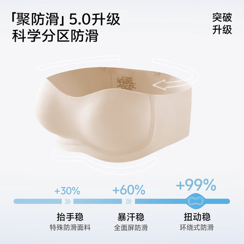 草本初色无肩带内衣女防滑小胸聚拢抹胸美背隐形无痕收副乳裹胸罩 - 图0