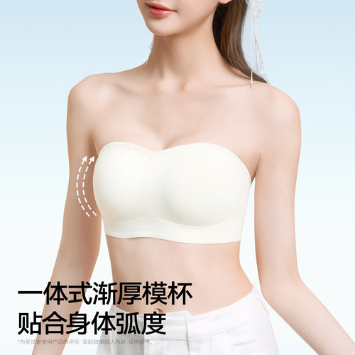 【孙怡同款】草本初色无肩带内衣女防滑抹胸聚拢小胸隐形无痕文胸 - 图3