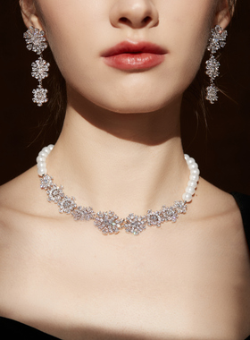 勿上架 BELLEBIANCA设计师品牌 圣诞雪花珍珠锆石项链  轻奢气